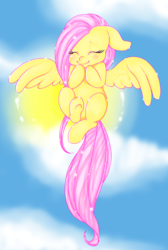 Size: 4761x7083 | Tagged: safe, artist:gemwist, fluttershy, g4, absurd resolution, cute, female, floppy ears, flying, shyabetes, sky, solo