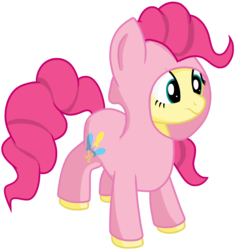 Size: 2200x2340 | Tagged: safe, artist:transparentpony, fluttershy, g4, clothes, costume, female, pinkie pie suit, simple background, solo, transparent background, vector