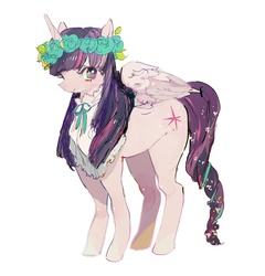 Size: 693x723 | Tagged: safe, artist:solomon39, twilight sparkle, alicorn, pony, g4, clothes, female, floral head wreath, flower, mare, solo, twilight sparkle (alicorn)