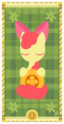 Size: 400x775 | Tagged: safe, artist:janeesper, apple bloom, g4, ace of coins, ace of diamonds, coin, female, solo, tarot card