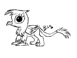 Size: 500x375 | Tagged: safe, artist:brony-in-the-shadows, gilda, griffon, g4, baby, chickub, female, monochrome, solo, younger
