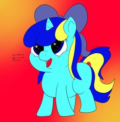 Size: 1260x1280 | Tagged: safe, artist:watertimdragon, oc, oc only, oc:jester bells, bow, chubby, cute, female, filly, solo