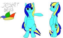 Size: 1280x785 | Tagged: safe, artist:watertimdragon, oc, oc only, oc:jester bells, 1000 hours in ms paint, chubby, reference sheet, solo