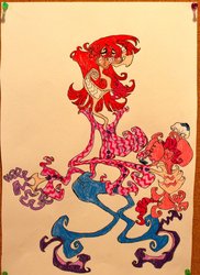 Size: 763x1048 | Tagged: safe, artist:shmelluloidstudios, pinkie pie, g4, female, lauren faust, solo, surreal, traditional art