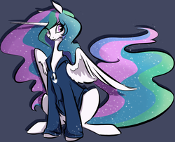 Size: 717x579 | Tagged: safe, artist:php27, artist:spaerk, princess celestia, alicorn, pony, g4, clothes, cute, cutelestia, dark background, eye clipping through hair, female, hoodie, mare, solo