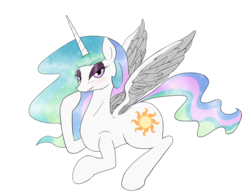 Size: 2000x1542 | Tagged: safe, artist:defective, princess celestia, alicorn, pony, g4, blushing, female, mare, simple background, solo, transparent background