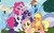 Size: 672x420 | Tagged: safe, edit, applejack, fluttershy, pinkie pie, rainbow dash, rarity, twilight sparkle, amaura, dinosaur, earth pony, pegasus, pony, unicorn, g4, crossover, female, mane six, mane six opening poses, mare, pokémon, pokémon x and y, unicorn twilight