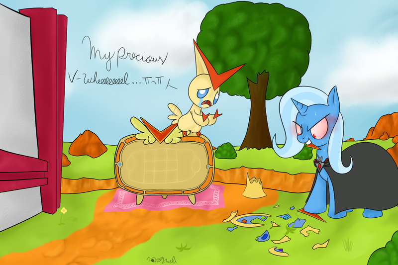 427068 Safe Artist Rodolfomushi Trixie Pony Unicorn Victini Alicorn Amulet Crossover Crying Pokemon Mystery Dungeon Gates To Infinity Pokemon Pokemon Mystery Dungeon That Pony Sure Does Hate Wheels Derpibooru