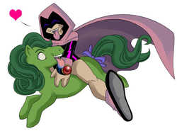 Size: 735x544 | Tagged: safe, g3, beast boy, crossover, garfield logan, ponified, raven (dc comics), teen titans