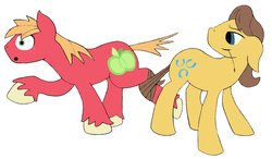 Size: 900x525 | Tagged: safe, artist:stileelits, big macintosh, caramel, earth pony, pony, g4, floppy ears, gay, male, ship:caramac, shipping, stallion