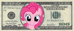 Size: 800x337 | Tagged: safe, artist:icebreak23, pinkie pie, g4, federal reserve note, female, money, solo