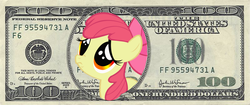 Size: 800x337 | Tagged: safe, artist:icebreak23, apple bloom, g4, federal reserve note, female, money, solo