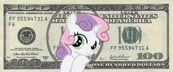 Size: 800x337 | Tagged: safe, artist:icebreak23, sweetie belle, g4, federal reserve note, female, money, solo