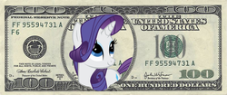 Size: 800x337 | Tagged: safe, artist:icebreak23, rarity, g4, federal reserve note, female, money, solo