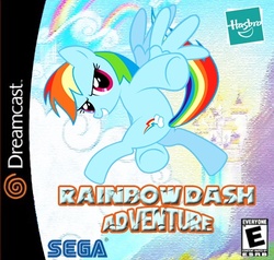 Size: 449x428 | Tagged: safe, artist:drewdini, artist:lightdegel, rainbow dash, g4, box art, crossover, e rating, esrb, parody, sega dreamcast, sonic adventure, sonic the hedgehog (series)