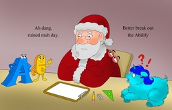 Size: 1800x1149 | Tagged: safe, artist:santanon, fluffy pony, abilify, depression, parody, santa claus