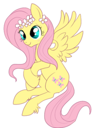 Size: 353x483 | Tagged: safe, artist:lulubell, fluttershy, g4, female, floral head wreath, simple background, solo, transparent background