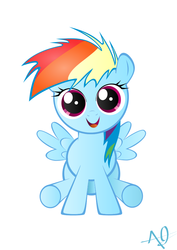 Size: 746x1052 | Tagged: safe, artist:alexthejones, rainbow dash, g4, female, filly, filly rainbow dash, simple background, solo, younger