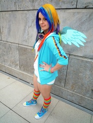 Size: 576x768 | Tagged: safe, artist:tinkasdress, rainbow dash, human, g4, cosplay, irl, irl human, photo, solo