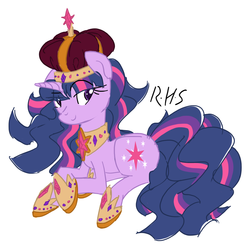 Size: 1200x1200 | Tagged: safe, artist:14dreamer, twilight sparkle, g4, alternate hairstyle, crown, female, simple background, solo