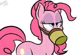 Size: 700x500 | Tagged: safe, artist:killryde, pinkie pie, earth pony, pony, g4, animated, ear flick, eating, feed bag, female, food, horses doing horse things, lidded eyes, mare, simple background, solo, white background