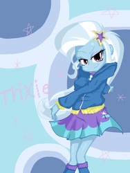 Size: 600x800 | Tagged: safe, artist:pupupunopu, trixie, equestria girls, g4, clothes, female, hoodie, pixiv, solo