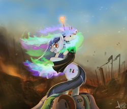 Size: 1450x1250 | Tagged: safe, artist:rublegun, princess celestia, oc, g4, ban, banned, branding, branding iron, moderation, napoleon crossing the alps, ponies riding ponies, riding