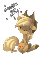 Size: 600x800 | Tagged: dead source, safe, artist:loyaldis, applejack, g4, eyes closed, female, simple background, sitting, solo, underhoof, unshorn fetlocks