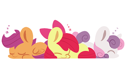 Size: 500x250 | Tagged: safe, artist:php56, apple bloom, scootaloo, sweetie belle, g4, adorabloom, chibi, cute, cutealoo, cutie mark crusaders, diasweetes, sleeping