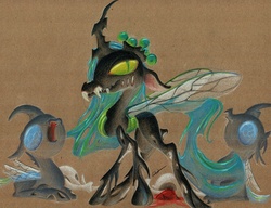 Size: 1066x820 | Tagged: safe, artist:getchanoodlewet, queen chrysalis, changeling, changeling queen, g4, female, traditional art