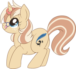 Size: 448x409 | Tagged: safe, artist:lulubell, oc, oc only, oc:lulubell, pony, unicorn, chubby, donut, fat, glasses, horn, horn grab, simple background, solo, transparent background