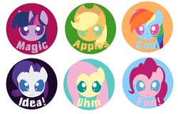 Size: 3840x2456 | Tagged: safe, artist:neko-me, applejack, fluttershy, pinkie pie, rainbow dash, rarity, twilight sparkle, g4, buttons, mane six, one word