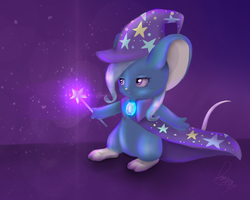 Size: 3576x2864 | Tagged: safe, artist:dirlcutto, trixie, mouse, g4, come at me bro, female, mousified, solo, species swap, wand