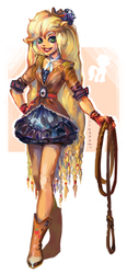 Size: 1093x2357 | Tagged: safe, artist:rinaromu, applejack, human, g4, clothes, dress, eared humanization, female, humanized, lasso, pony coloring, solo