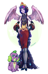 Size: 1073x1668 | Tagged: safe, artist:rinaromu, spike, twilight sparkle, dog, equestria girls, g4, big crown thingy, clothes, dress, humanized, spike the dog