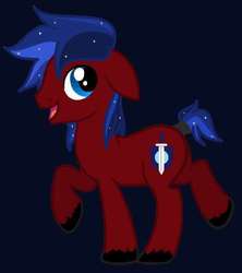 Size: 400x451 | Tagged: safe, artist:unoriginai, oc, oc only, oc:ares, black background, offspring, parent:big macintosh, parent:princess luna, parents:lunamac, simple background, solo