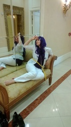 Size: 2000x3552 | Tagged: safe, artist:alice-nine-girl, rarity, human, g4, cosplay, couch, faint, fanimecon, feet, irl, irl human, measuring tape, photo, solo