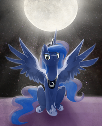 Size: 1500x1852 | Tagged: safe, artist:uglytree, princess luna, g4, female, moon, scowl, solo, stern