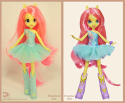 Size: 800x659 | Tagged: safe, artist:jessicakingstone, fluttershy, equestria girls, g4, comparison, customized toy, doll, irl, photo, solo, toy