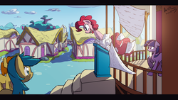 Size: 8000x4500 | Tagged: safe, artist:darkflame75, carrot top, golden harvest, pinkie pie, sunshower raindrops, twilight sparkle, applebuck season, g4, my little pony: friendship is magic, the last roundup, absurd resolution, podium, scene interpretation