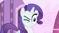 Size: 1280x720 | Tagged: safe, screencap, rarity, pony, unicorn, g4, the best night ever, faic, female, mare, one eye closed, solo