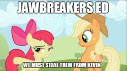 Size: 477x267 | Tagged: safe, edit, edited screencap, screencap, apple bloom, applejack, g4, caption, ed edd n eddy, image macro