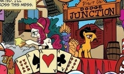Size: 306x183 | Tagged: safe, artist:andy price, idw, official comic, cherry jubilee, g4, spoiler:comic, dead man's hand, poker, wild bill hickock, wild bull hickock