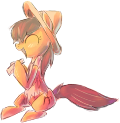 Size: 1029x1056 | Tagged: safe, oc, oc only, oc:maría teresa de los ponyos paguetti, /mlp/, crystallized, drawfag, eyes closed, happy, open mouth, sitting, smiling, solo, ya es hora, ñ