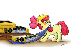 Size: 3000x2000 | Tagged: safe, artist:scoutt, apple bloom, g4, concrete, female, hard hat, hat, solo