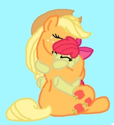 Size: 414x455 | Tagged: source needed, safe, apple bloom, applejack, g4, hug