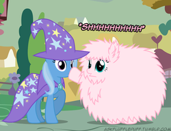 Size: 650x500 | Tagged: safe, artist:mixermike622, trixie, oc, oc:fluffle puff, pony, unicorn, tumblr:ask fluffle puff, g4, duo, shhh