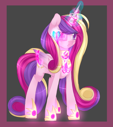 Size: 747x843 | Tagged: safe, artist:camellia, princess cadance, alicorn, pony, g4, cyberpunk, female, glowing horn, hmd, horn, mare, science fiction, solo