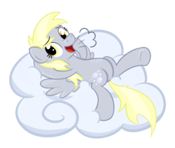 Size: 920x777 | Tagged: safe, artist:hip-indeed, derpy hooves, pegasus, pony, g4, cloud, female, mare, pomf, solo