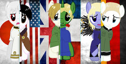 Size: 1024x521 | Tagged: safe, artist:chaosfanatic, england, france, germany, hetalia, japan, ponified, prussia, swapped cutie marks, united states